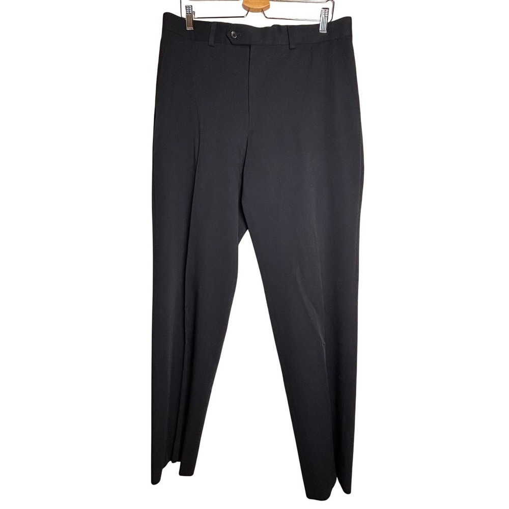Country‎ Road Men's Dress Pants Black Wool Blend Flat Front Size 36
